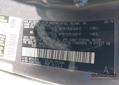 2017 Toyota Sienna Xle 8 Passenger z USA, uszkodzony, nr VIN 5TDYZ3DC8HS768526